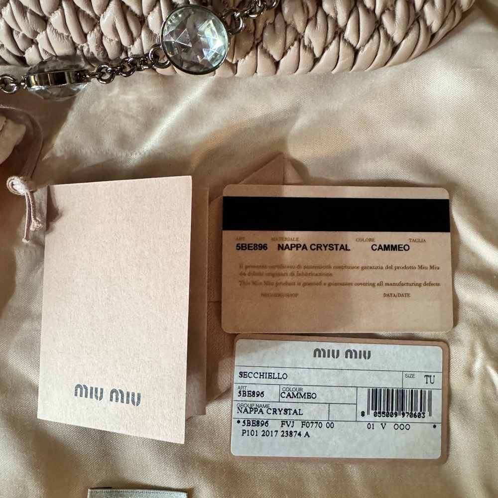 Miu Miu Matelasse  Napa Leather bag with Crystal charms/ pink - Picture 6 of 11